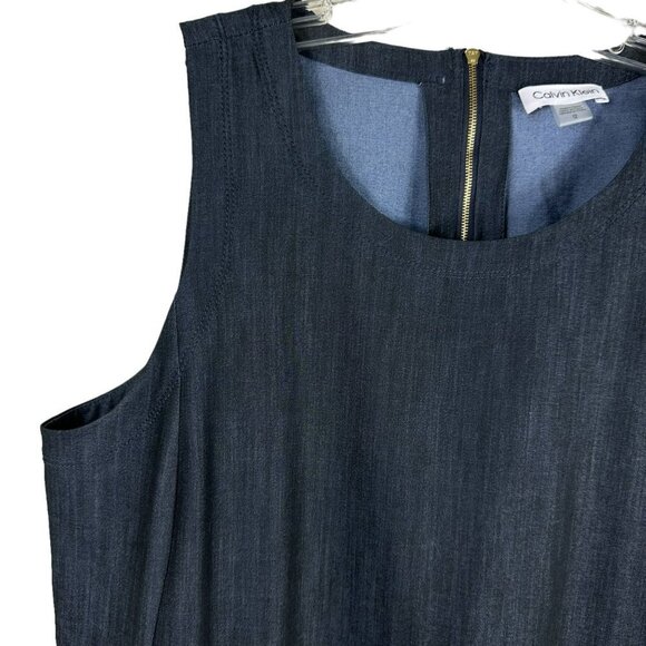 Calvin Klein Blue Sleeveless Shift Round Neck Dress Size 10 - Picture 3 of 9